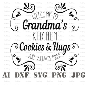 Welcome To Grandma's Kitchen Svg-Grandma's Kitchen Cookies And Hugs Svg-Mother's Day Gift Svg-Grandma's Kitchen Svg-Pot Holder Svg