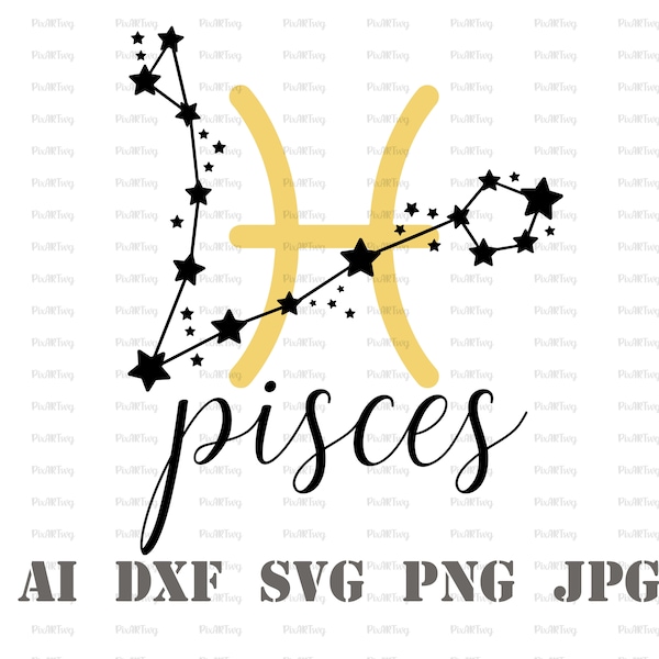 Pisces Svg-Zodiac Constellations Svg-Astrology Sign Svg,Zodiac Sign,Zodiac Constellations Svg,Signs Horoscope Svg
