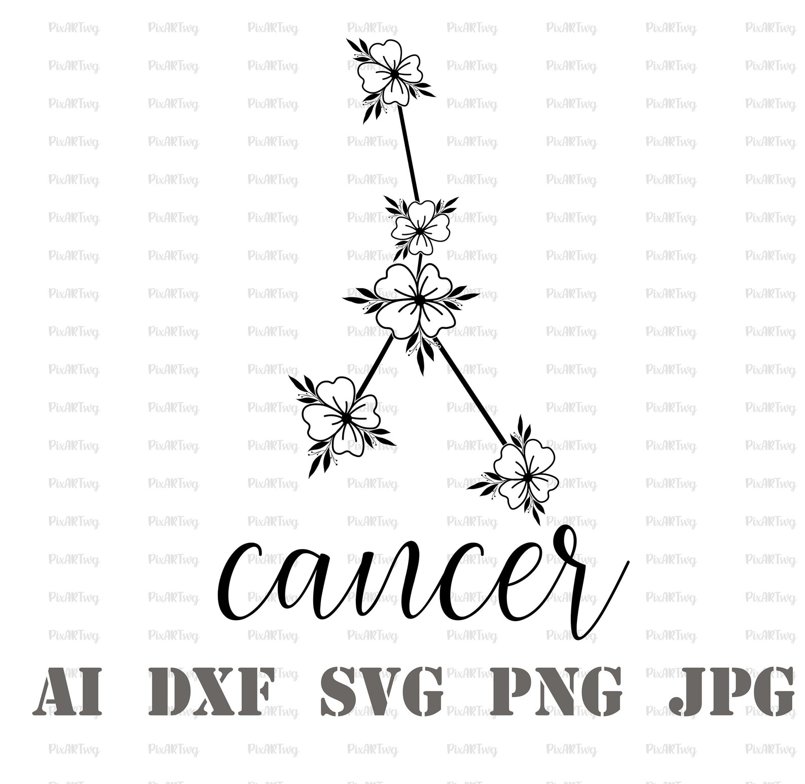 Cancer Flowers SvgCancer SvgZodiac SvgFlowers Etsy