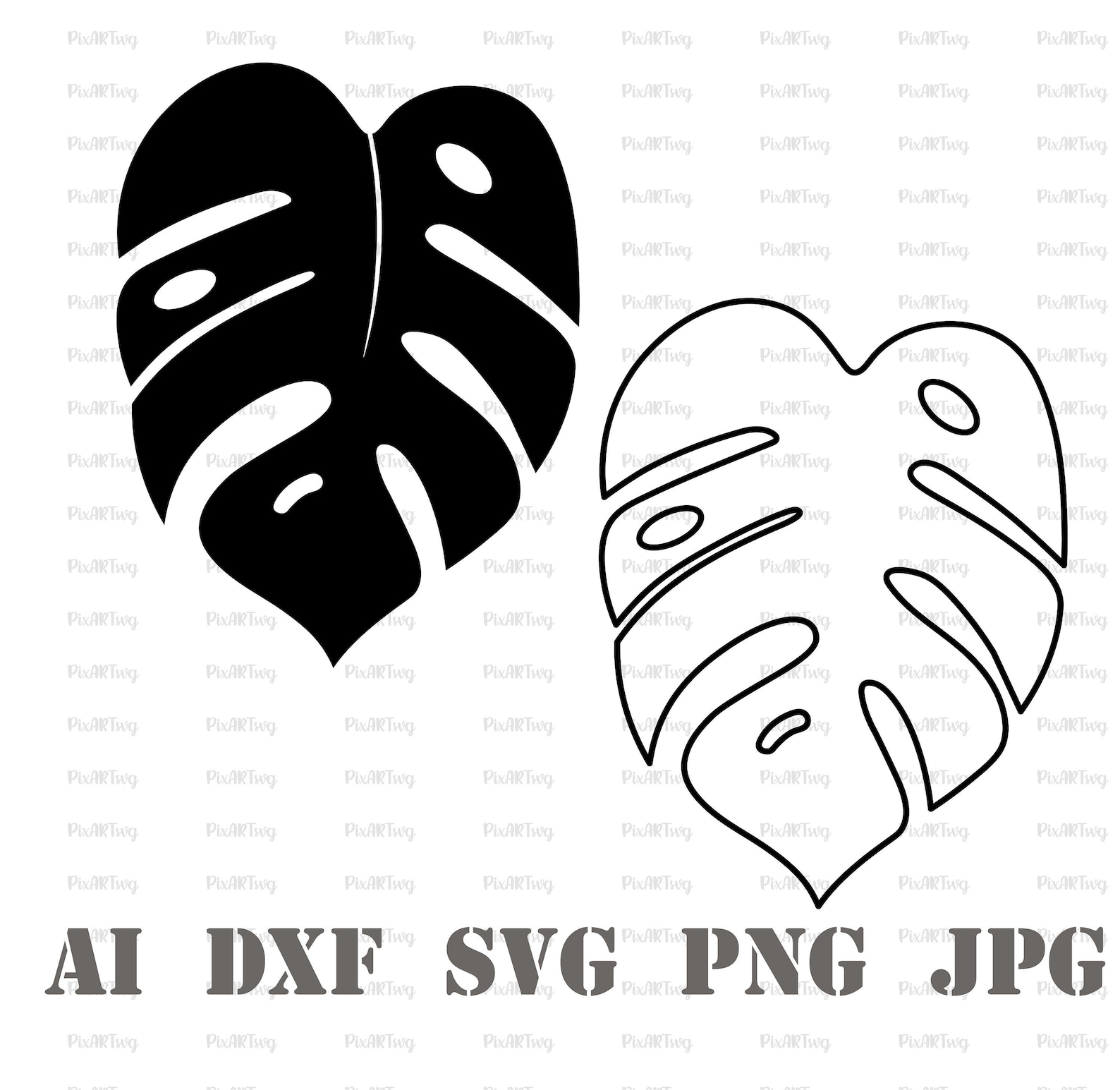 2 SVG FILES Monstera Svgmonstera Leaf Svgmonstera Outline Etsy Ireland