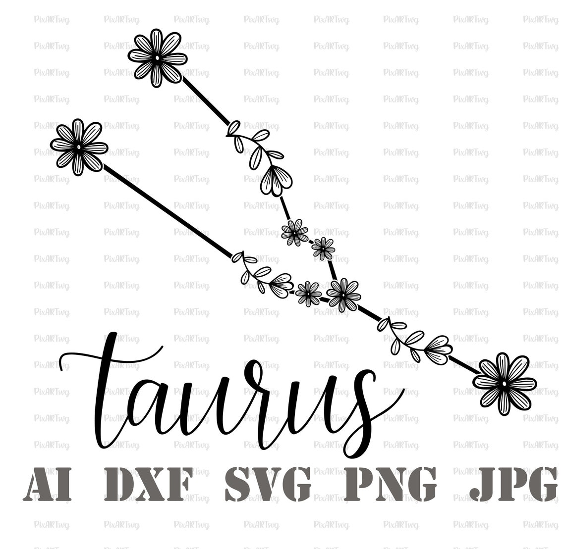 TAURUS FLOWERS Zodiac Constellations SvgAstrology SvgZodiac Etsy