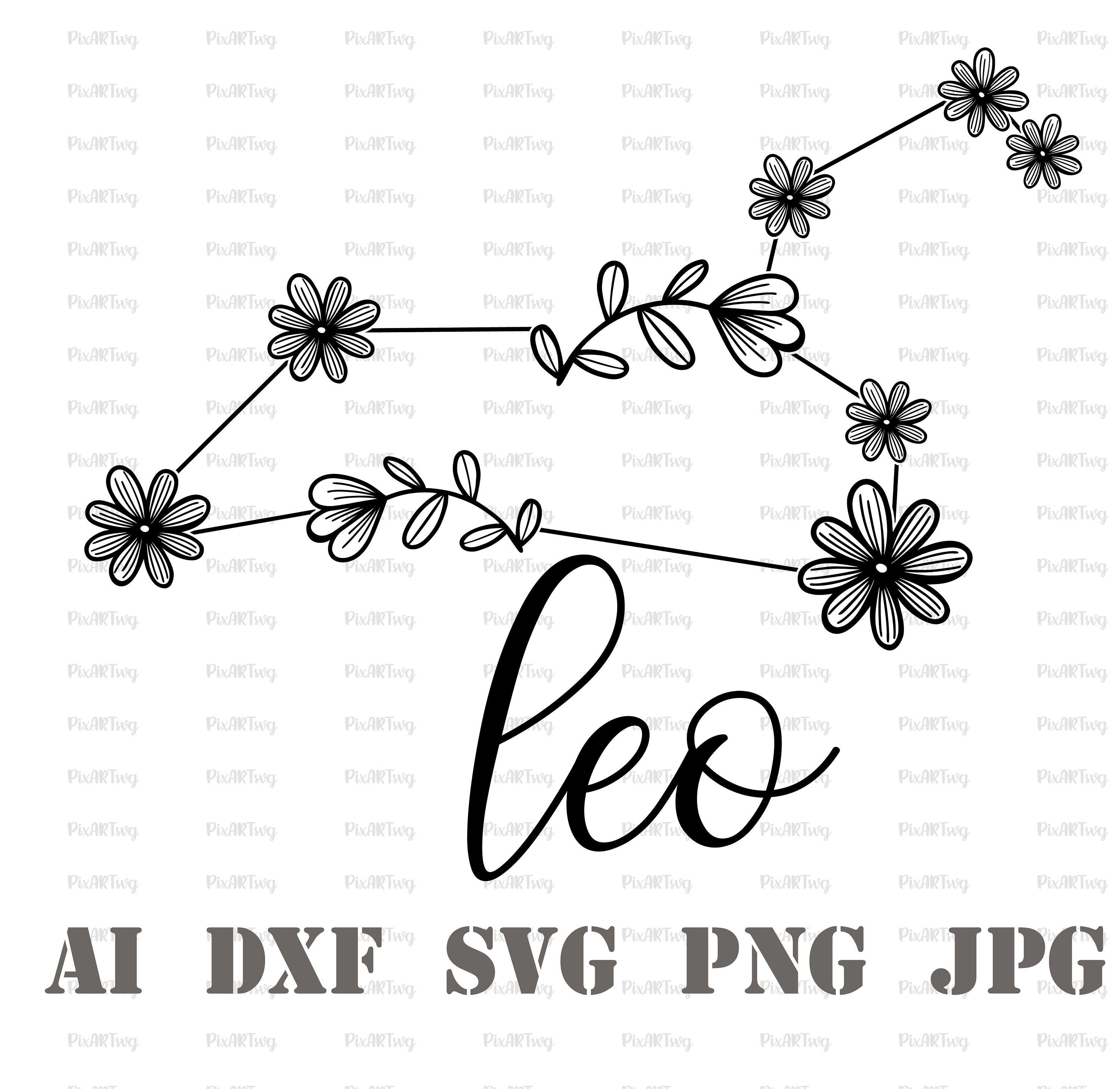 LEO FLOWERS Zodiac Constellations SvgAstrology Sign Etsy