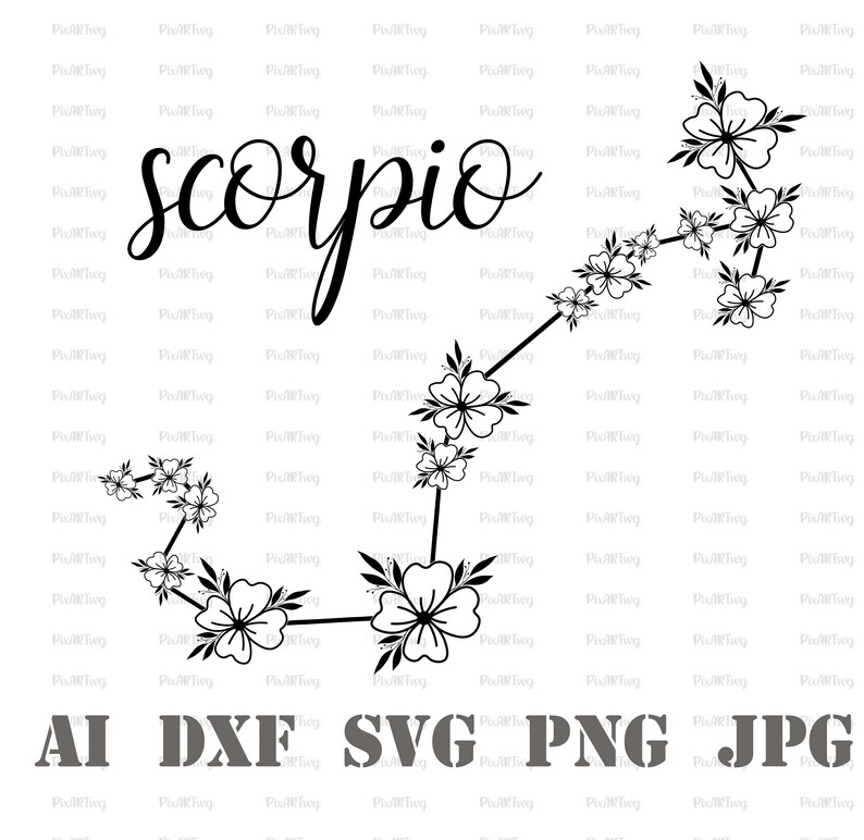 Scorpio Flowers Svgzodiac Sign Svghoroscope Svgastrology Etsy