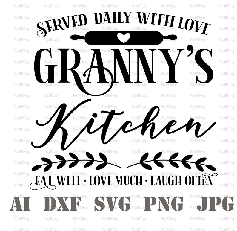 Granny's Kitchen Svg-Grandma's Kitchen Svg-Nanny's Kitchen Svg-Mamaw's Kitchen Svg-Made With Love Svg-Baked With Love Svg-Apron Svg image 1