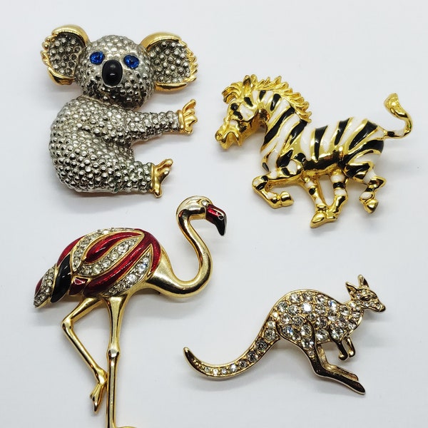 Beautiful wildlife brooch collection x4 beautiful vintage pieces.