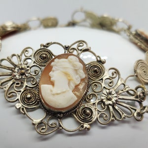 Antique jewelry- Antique Cameo Shell Filigree Bracelet