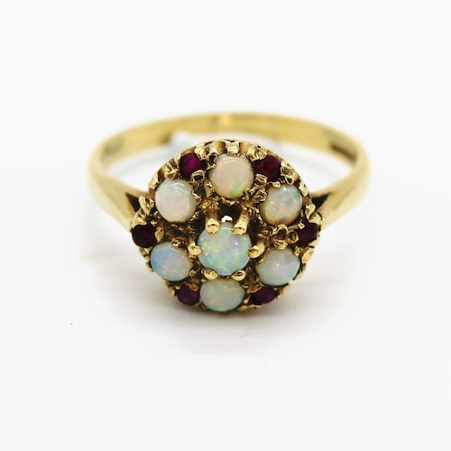 Vintage 18ct Gold Opal & Ruby Ring - Etsy UK