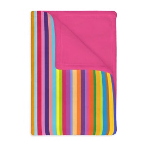 Colorful stripes Velveteen Minky Blanket (Two-sided print)