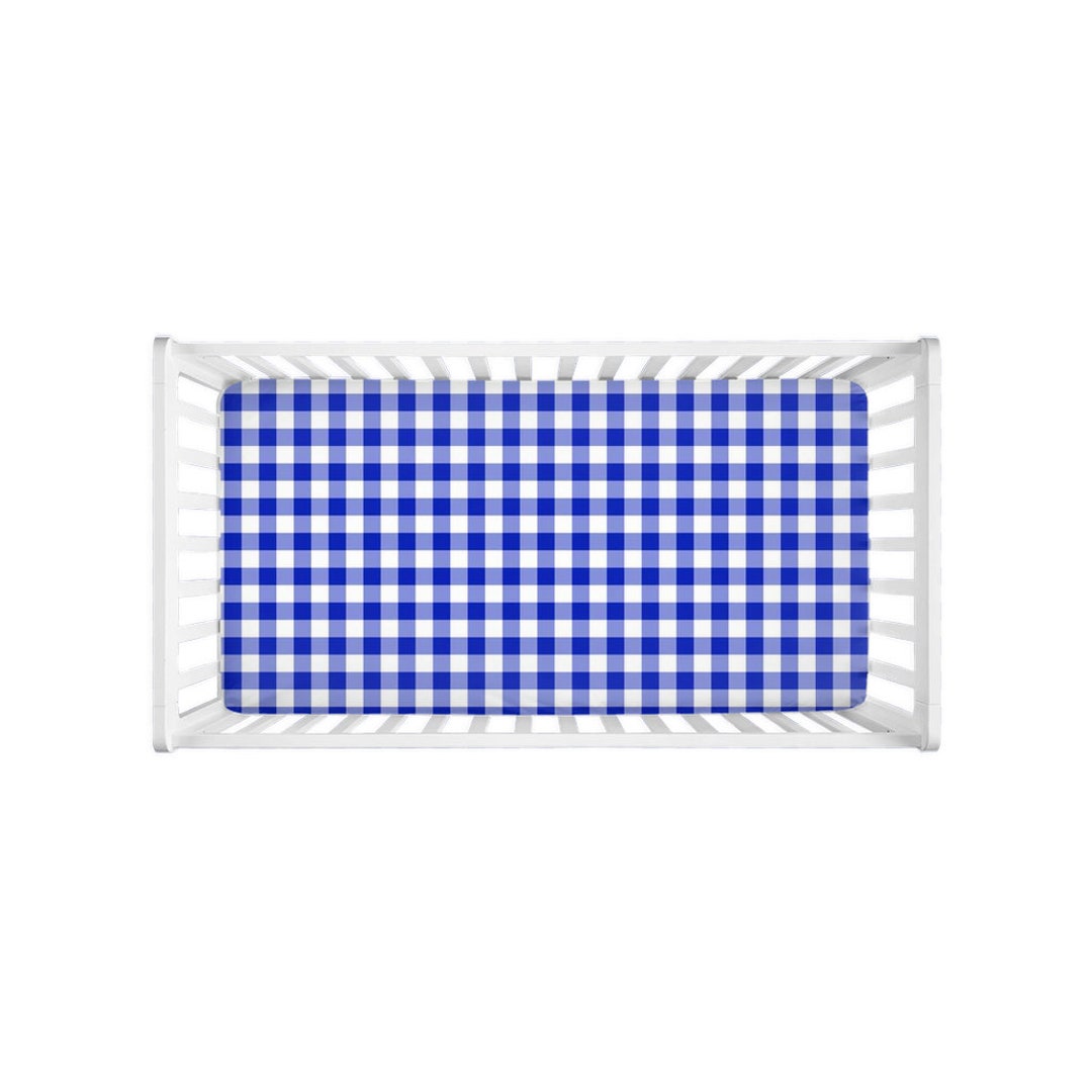Bamboo Crib Sheet - Blue XO Gingham main image 1