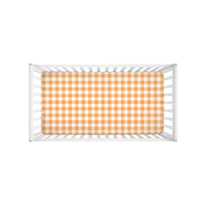 Orange Gingham Crib Sheets