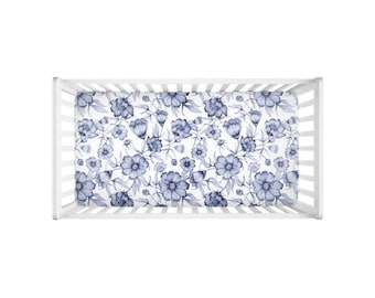 Toile Flowers Crib Sheets