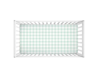 Light Green Gingham Crib Sheets