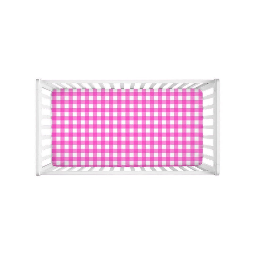 Bright Pink Gingham Crib Sheets Etsy