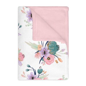 Flowers Velveteen Minky Blanket (Two-sided print)