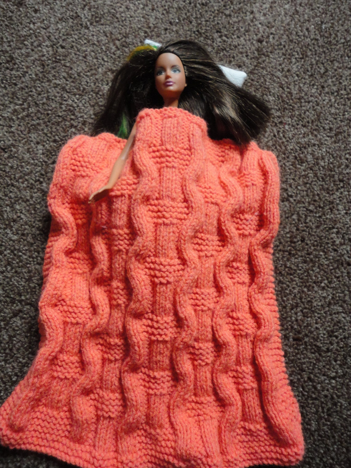 Doll Blanket and Pillow Handknitted Unique for Barbie Size Etsy