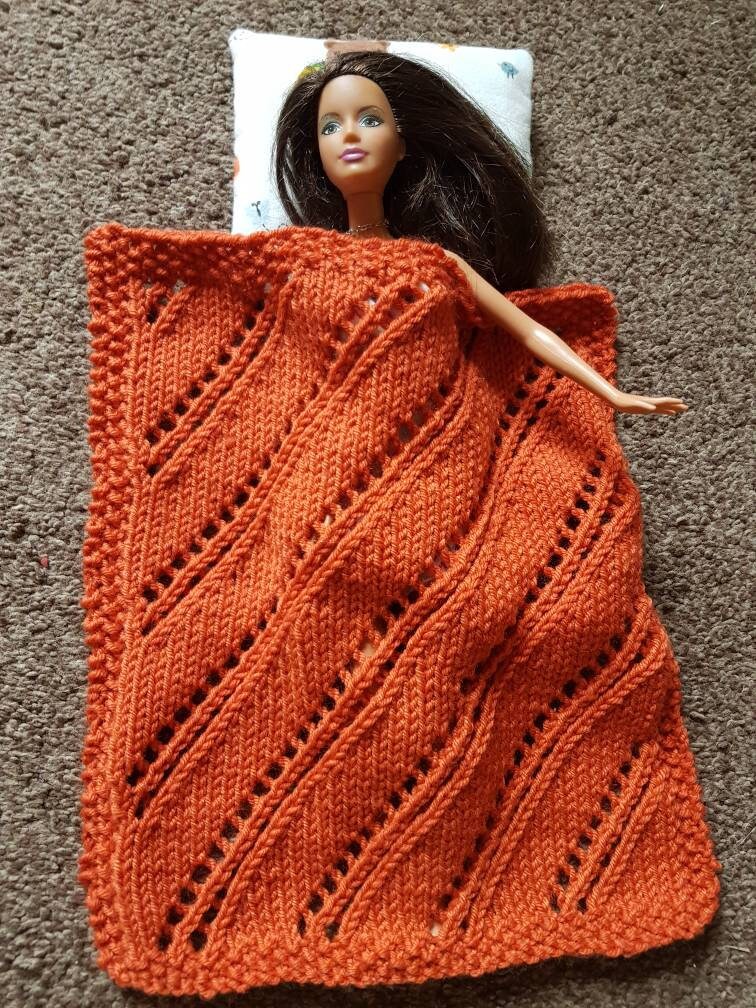 Doll blanket and pillow Handknitted Unique For Barbie size Etsy