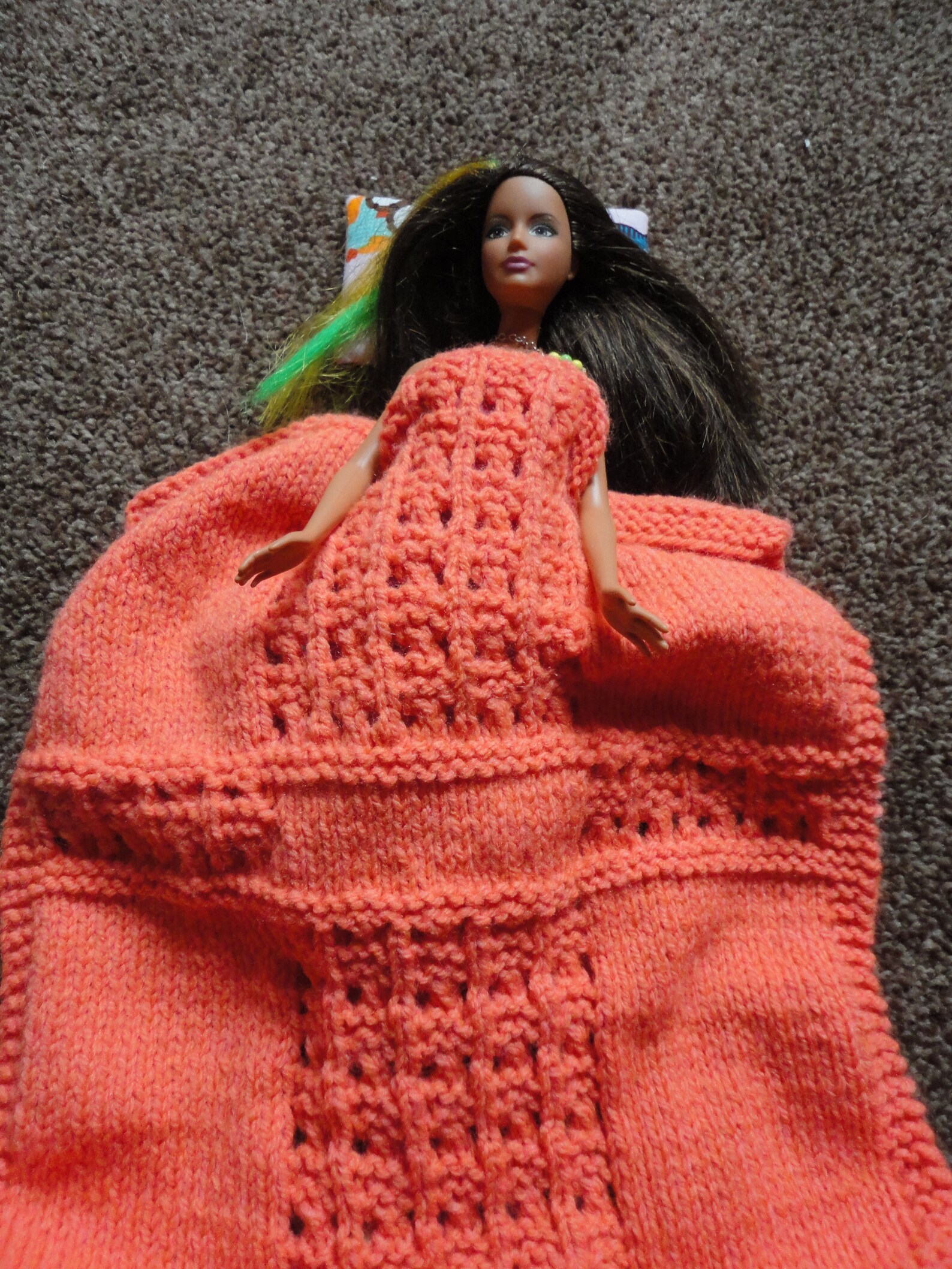 Doll blanket and pillow Handknitted Unique For Barbie size Etsy