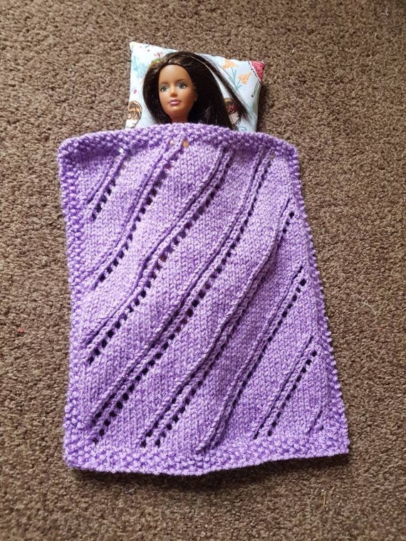 Doll blanket and pillow Handknitted Unique For Barbie size Etsy