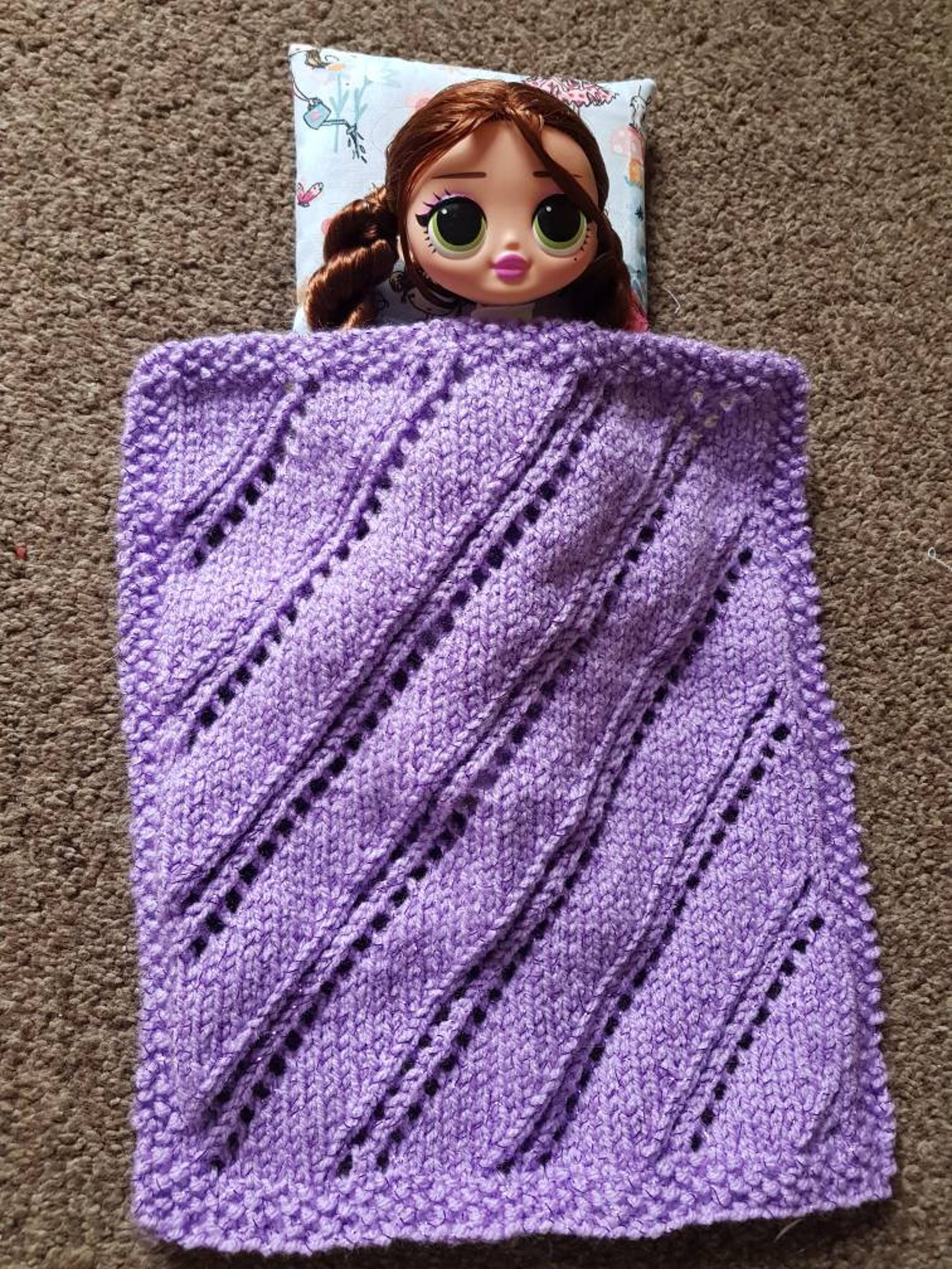 Doll blanket and pillow Handknitted Unique For Barbie size Etsy