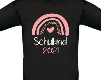 Schulkind 2023, Einschulung T-Shirt, Schulkind Tshirt personalisiert, Geschenkidee zum 1. Schultag, Schulanfang, Regenbogen mit Namen