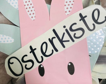 Aufkleber mit Namen, Osterkiste klein Aufkleber, DIY Ostergeschenk, Schriftzüge Aufkleber für die Osterzeit, Sticker Osternest, Ostern