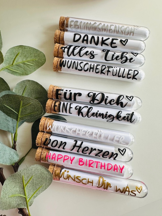 Personalisiertes Geschenk im Reagenzglas mit Korken, persönliche Geschenkidee, kreative Verpackung für jeden Anlass, Geburtstag, Hochzeit