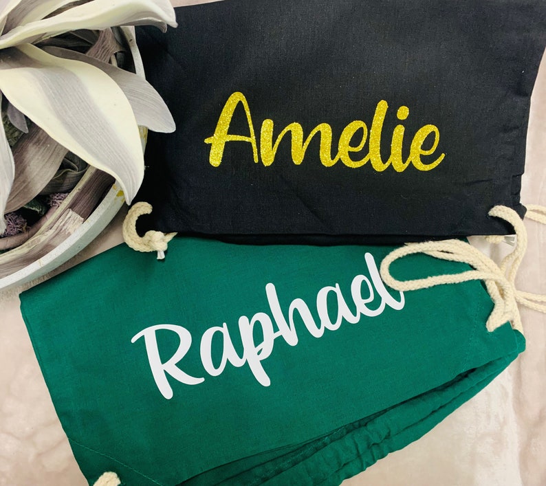 Personalized gym bag with name, gift bag, sports bag, change bag, school, kindergarten, birthday, drawstring bag grün