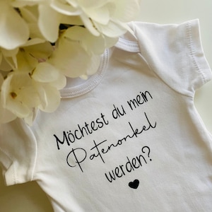 Babybody möchtest du mein Patenonkel werden, Geschenkidee Überraschung Onkel Freund Bruder, Personalisierter Strampler