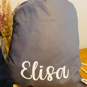 Personalized gym bag with name, gift bag, sports bag, change bag, school, kindergarten, birthday, drawstring bag grau