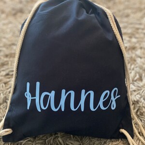 Bolsa de gimnasio personalizada con nombre, bolsa de regalo, bolsa de deporte, bolsa de cambio, colegio, guardería, cumpleaños, bolsa con cordón navyblau