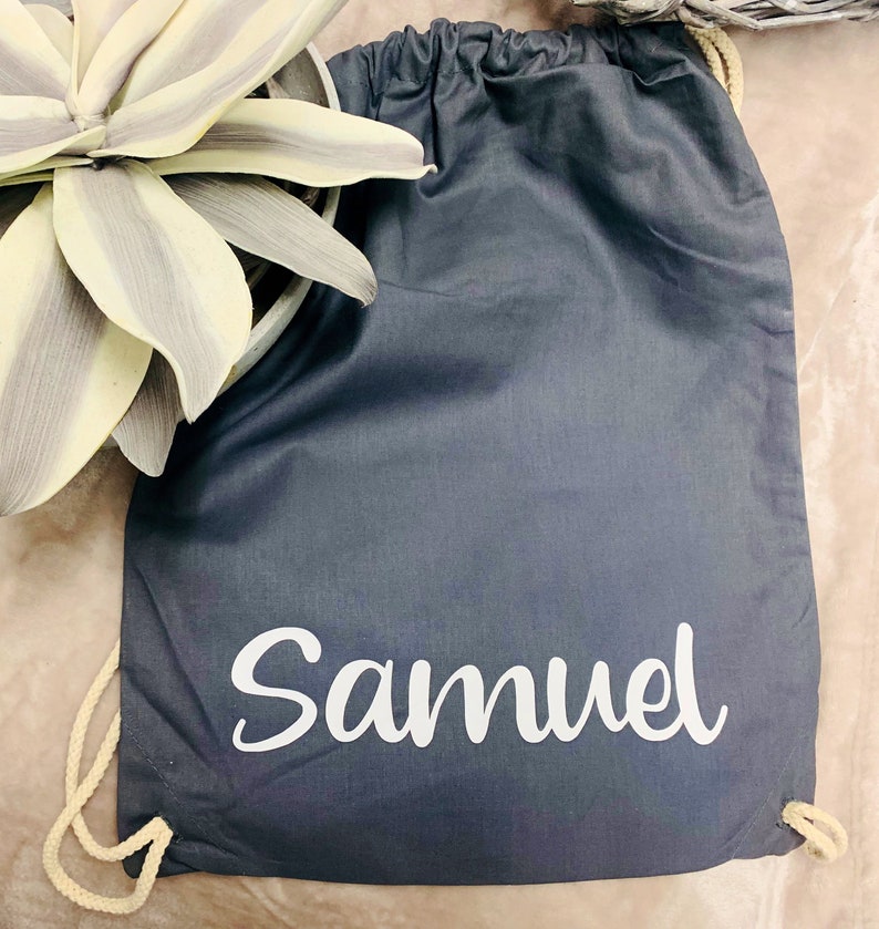 Bolsa de gimnasio personalizada con nombre, bolsa de regalo, bolsa de deporte, bolsa de cambio, colegio, guardería, cumpleaños, bolsa con cordón imagen 7