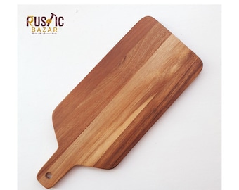LAST 2 LEFT l Rustic Bazar | Wooden feather light Chopping board with handle | Acacia Wood Cutting board | L30cm x W12.5cm x H0.8cm