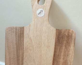 Mango Wood Chopping Board with Handle | Two-Tone Cheeseboard, 15"