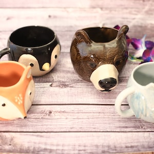 Unique Handle Planter Pots l Woodland Animals l Kids Pottery Gifting | Ceramic Bonsai and Succulents | Indoor Garden