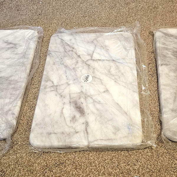 LAST 1 Classic White & Grey Natural Marble Stone Rectangular Cutting board l Minimalist Cheeseboard Chopping board 11.5x8 Inch l Platter