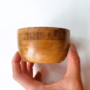 Chunky flache hölzerne Servierschüssel 4" | Beilagen, Tapas, Trockenfrüchte, Saucen oder Snacks | Blumentöpfe | Küche Esszimmer l D10xH5.5 cm