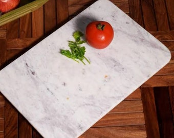 Classic Marble Rectangular Cutting board l Natural White & Grey vein | 11.5 x 8 Inch Minimalist Cheeseboard Chopping board l Party platter