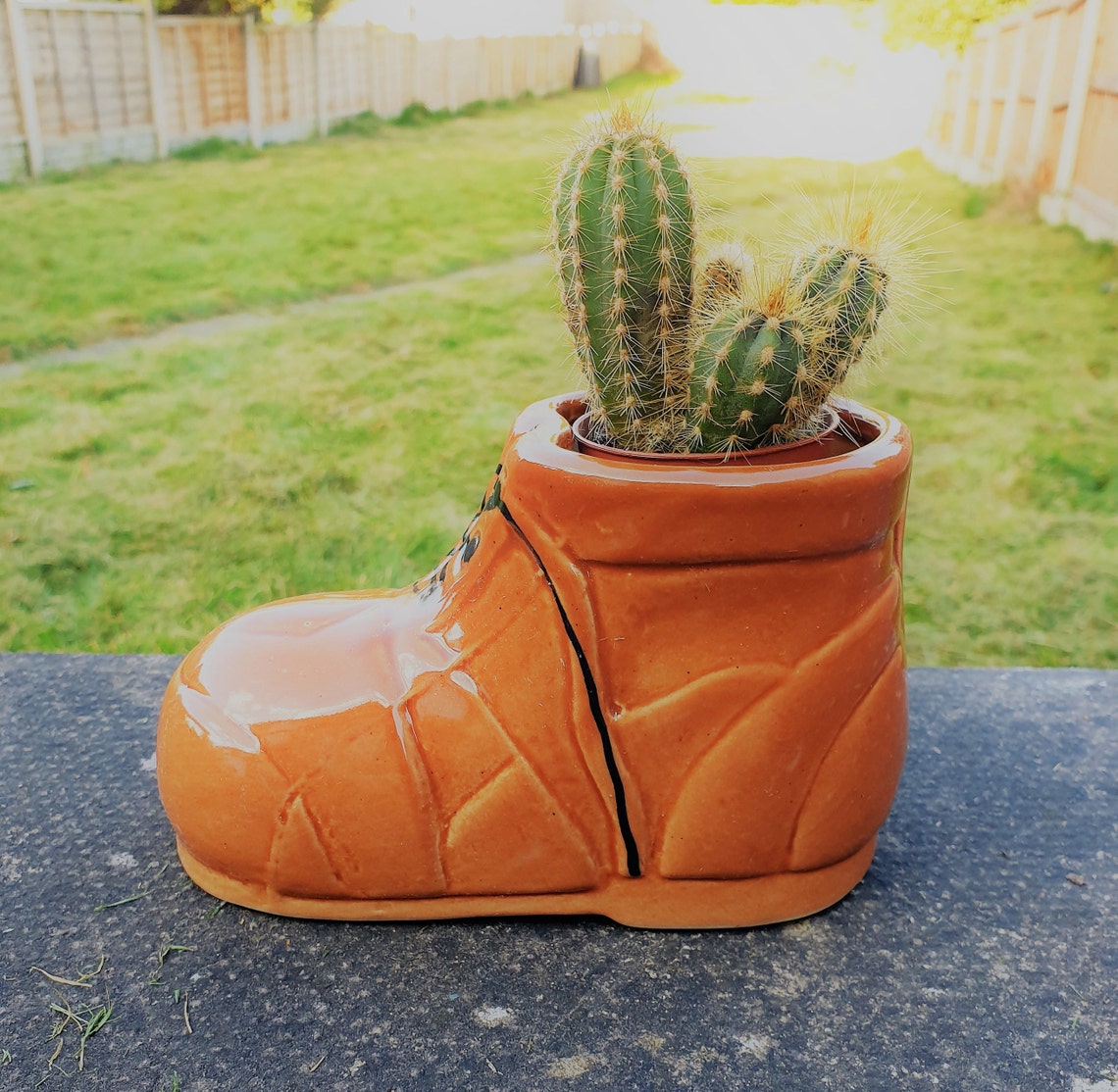 Ceramic Pottery Shoe Planter pot Set of 2 Brown Boots Etsy