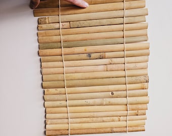 Raw Rustic Natural Rainforest Sliced Bamboo Pole Dining Placemat Tableware | Rustic Decor Wall hanging l Yellow & Brown l Woodland Cottage