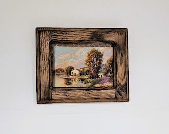 Rare Solid Oak Wood Aged Reclaimed photo Chunky Frame l Vintage Style Portrait Display l Rustic Picture frame l Wall Hanging l L5X3.5&quot;/L6X4&quot;
