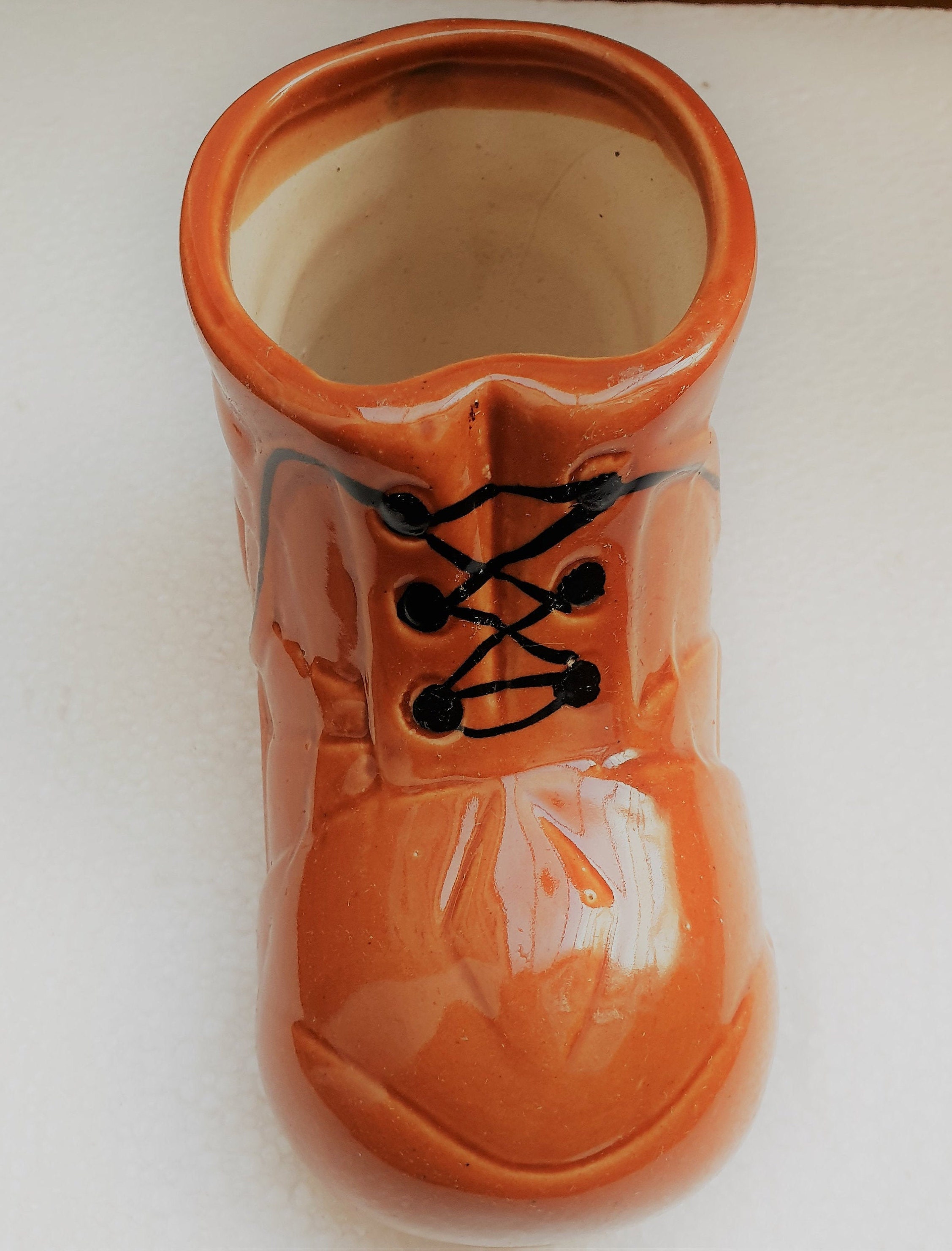 Ceramic Pottery Shoe Planter pot Set of 2 Brown Boots Etsy