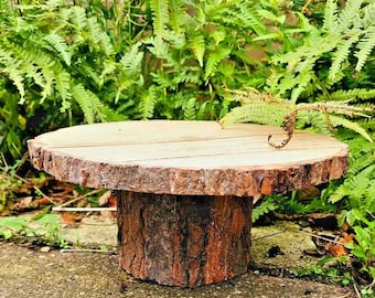 Rustic Wood Cake Display stand l Mango Wood Log l Wedding centrepiece feature l Cheese serving l Rustic Garden Stand l D13"xH7xTh1"