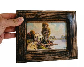 Rare Solid Oak Wood Aged Reclaimed photo Chunky Frame l Vintage Style Portrait Display l Rustic Picture frame l Wall Hanging l L5X3.5"/L6X4"