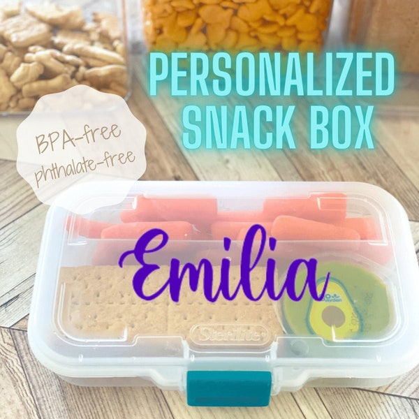 Personalized BPA Free Snack Box Container, Kids Travel Snack Holder, Snack Kit, Lunchbox, On The Go Snacks, Daycare Snack Container