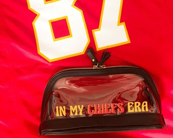 In my Chiefs Era Stadium Approved Handbag, Swiftie Football Era Clutch, Eras Concert Approved Custom Purse, Loving Him Was Red Makeup Bag