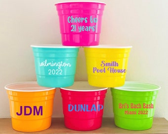 Fluorescent Party Bucket, Personalized Spring Break Drink Tub, Custom Large Red Cup, 21st Birthday Party Gift, Bachelorette Drink Cooler