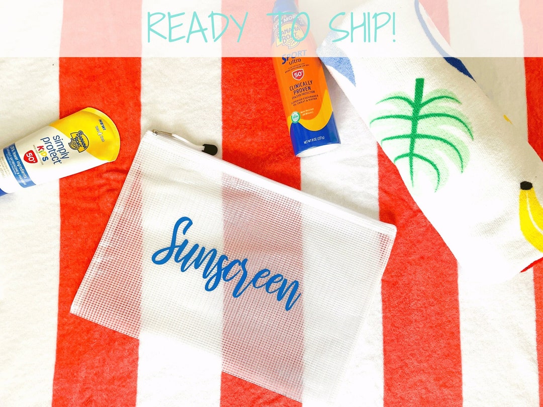 Large Wet Dry Sunscreen Bag, Water Resistant Zippered Pouch, Bathing