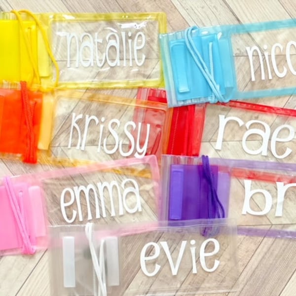 Gepersonaliseerde waterdichte neon-telefoontas met sleutelkoord