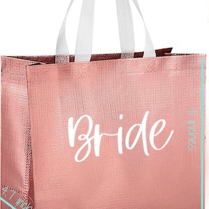 Personlig roséguld presentpåse, holografisk möhippa-tote bild 6