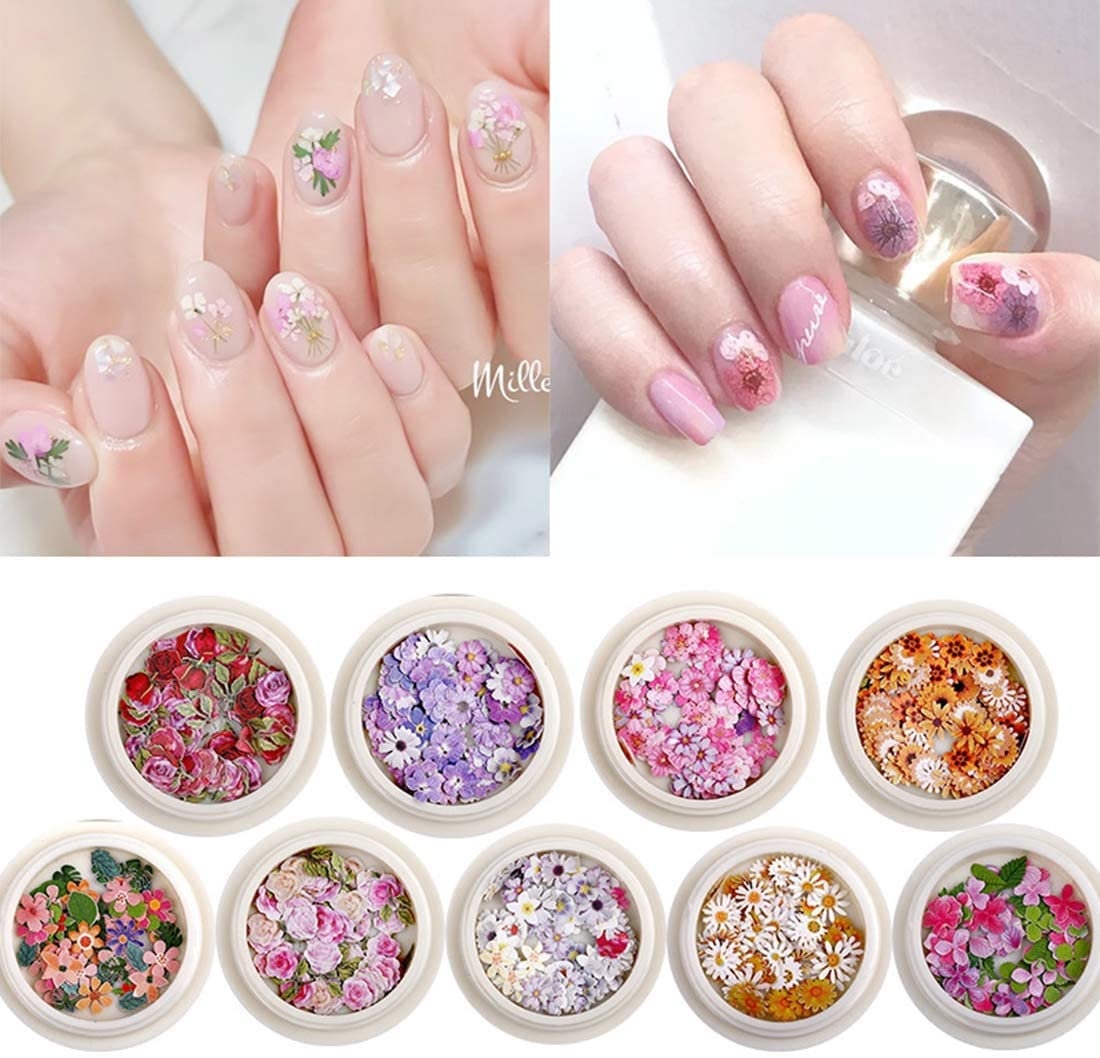 3D Flower Nail Stickers 450Pcs Holographic Simulation Flower Etsy